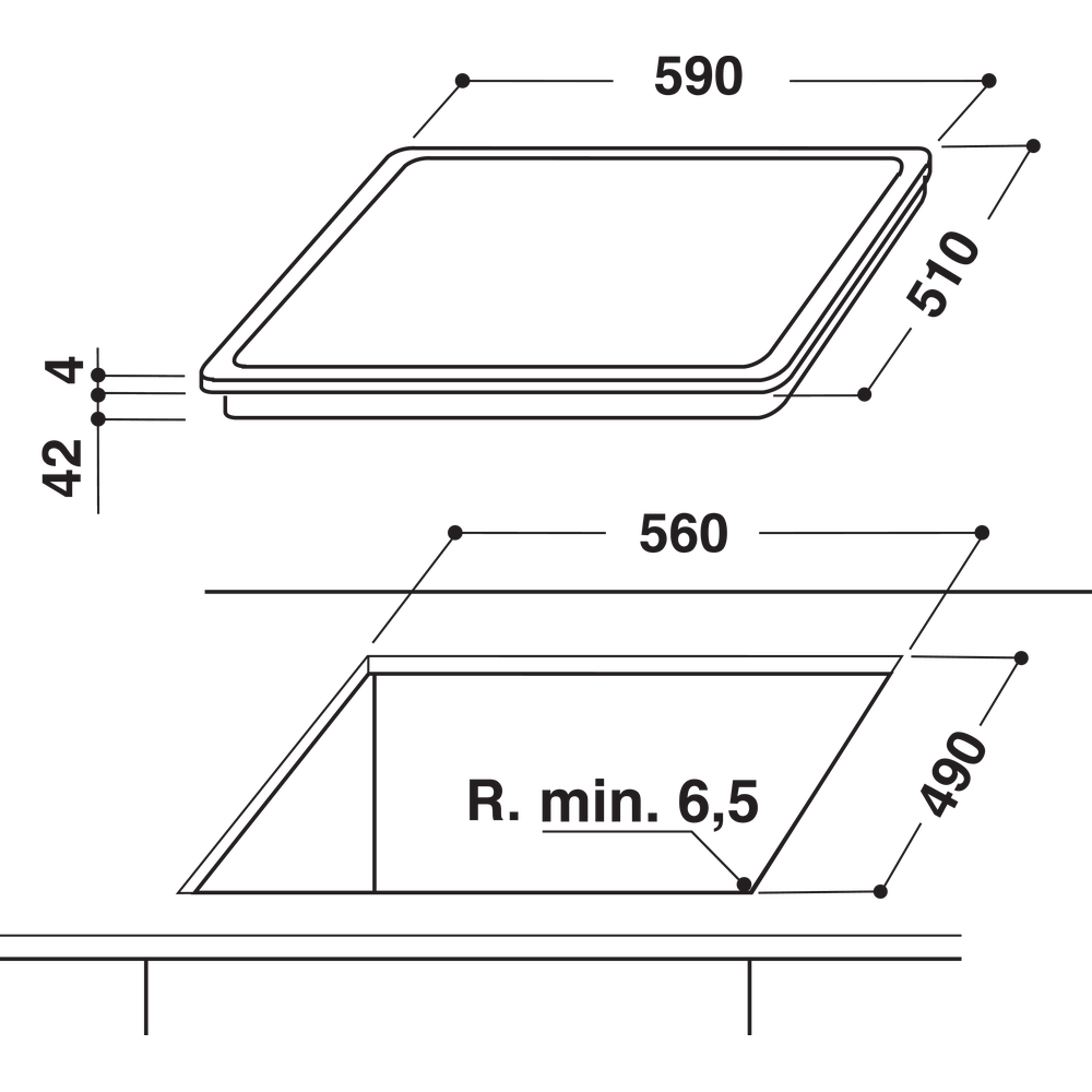 60CM 4 PLATE WHIRLPOOL HOB AKT 109 NE
