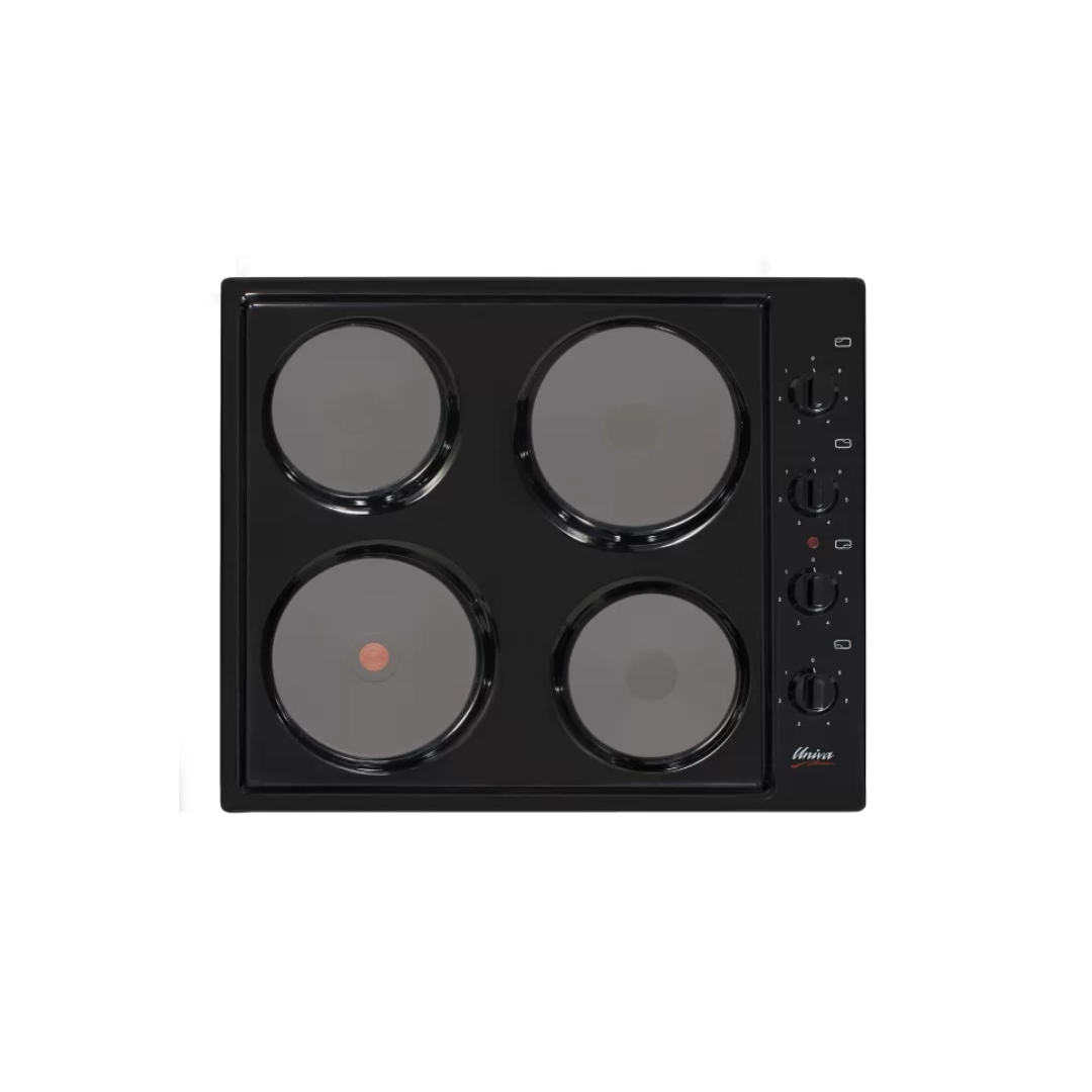U156B HOB: 600mm Solid Plate Black Enamel Hob with Control Panel