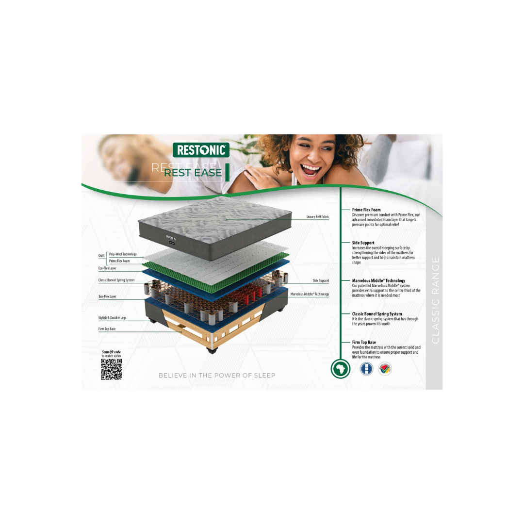 Restonic - Rest Ease Firm Double Bed Set Standard Length