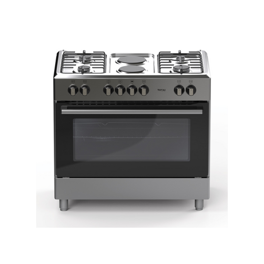 TOTAI TS 90CM 4 BURNER GAS COOKER WITH 2 ELECTRIC PLATES AND ELECTRIC OVEN- STAINLESS STEEL - 03/T900GE