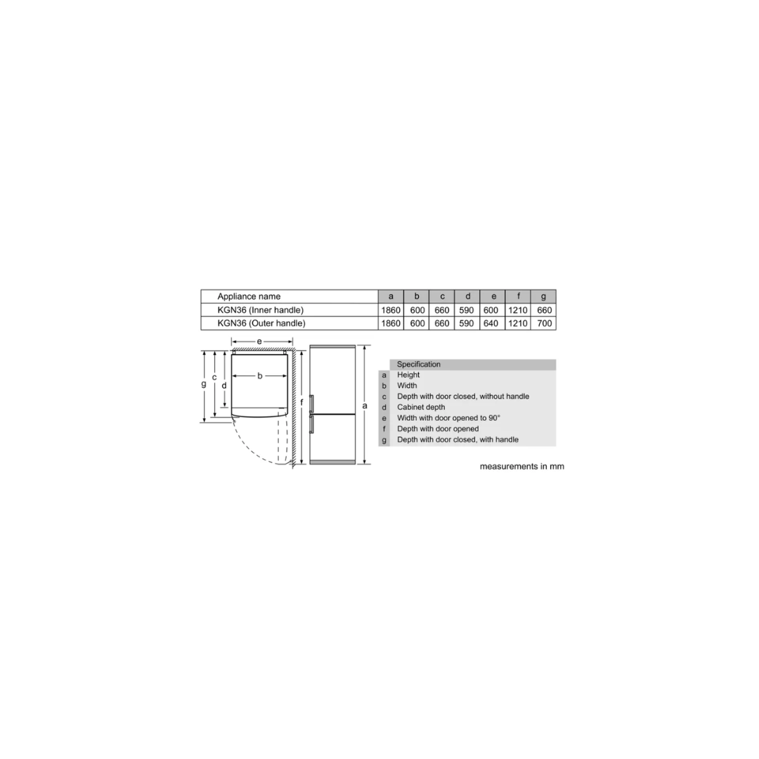 Series 2 free-standing fridge-freezer with freezer - KGN36NLEA