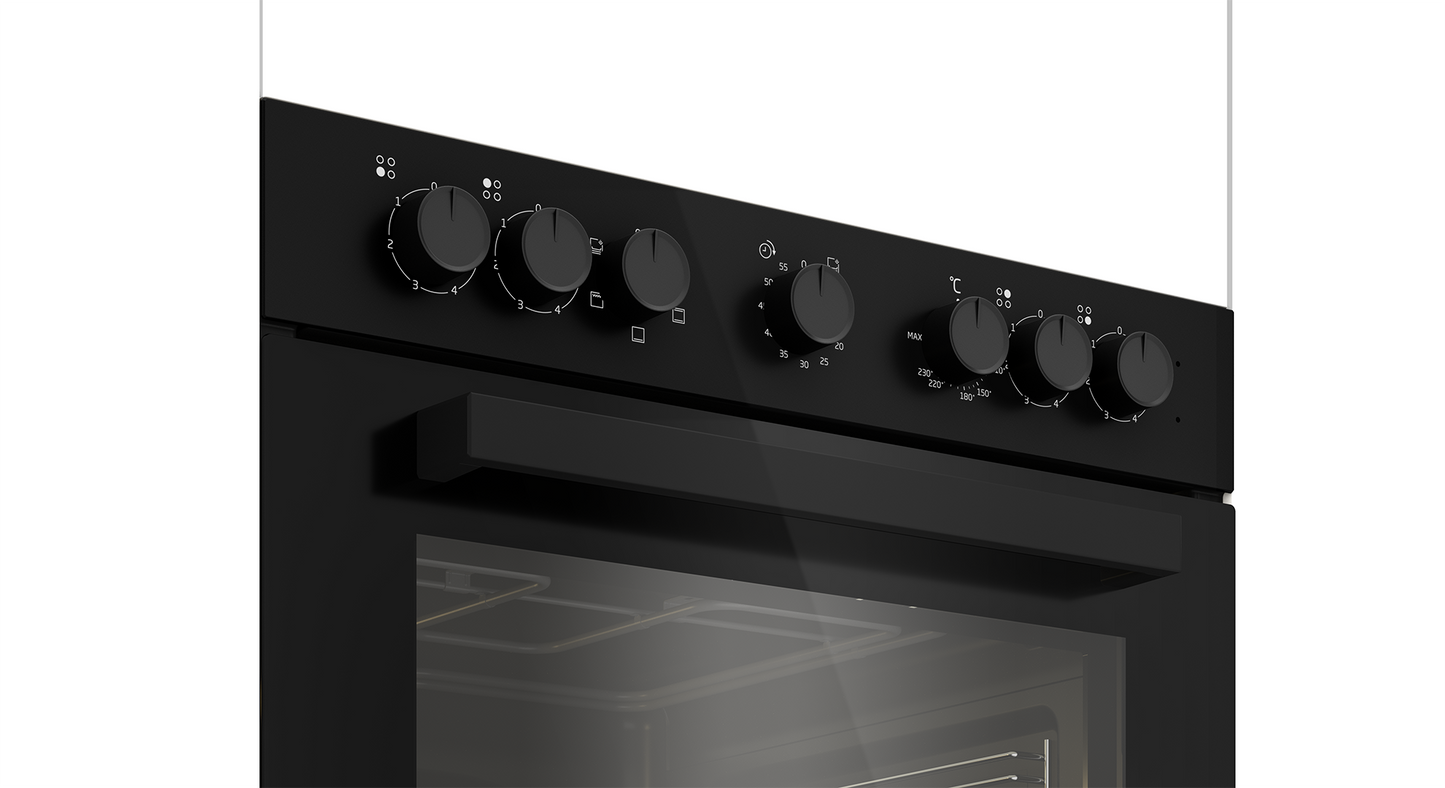 DCB822E: Defy Slimline Bundle - 60cm Glass Undercounter Oven Black + 60cm 4 Solid Plates Hob Black