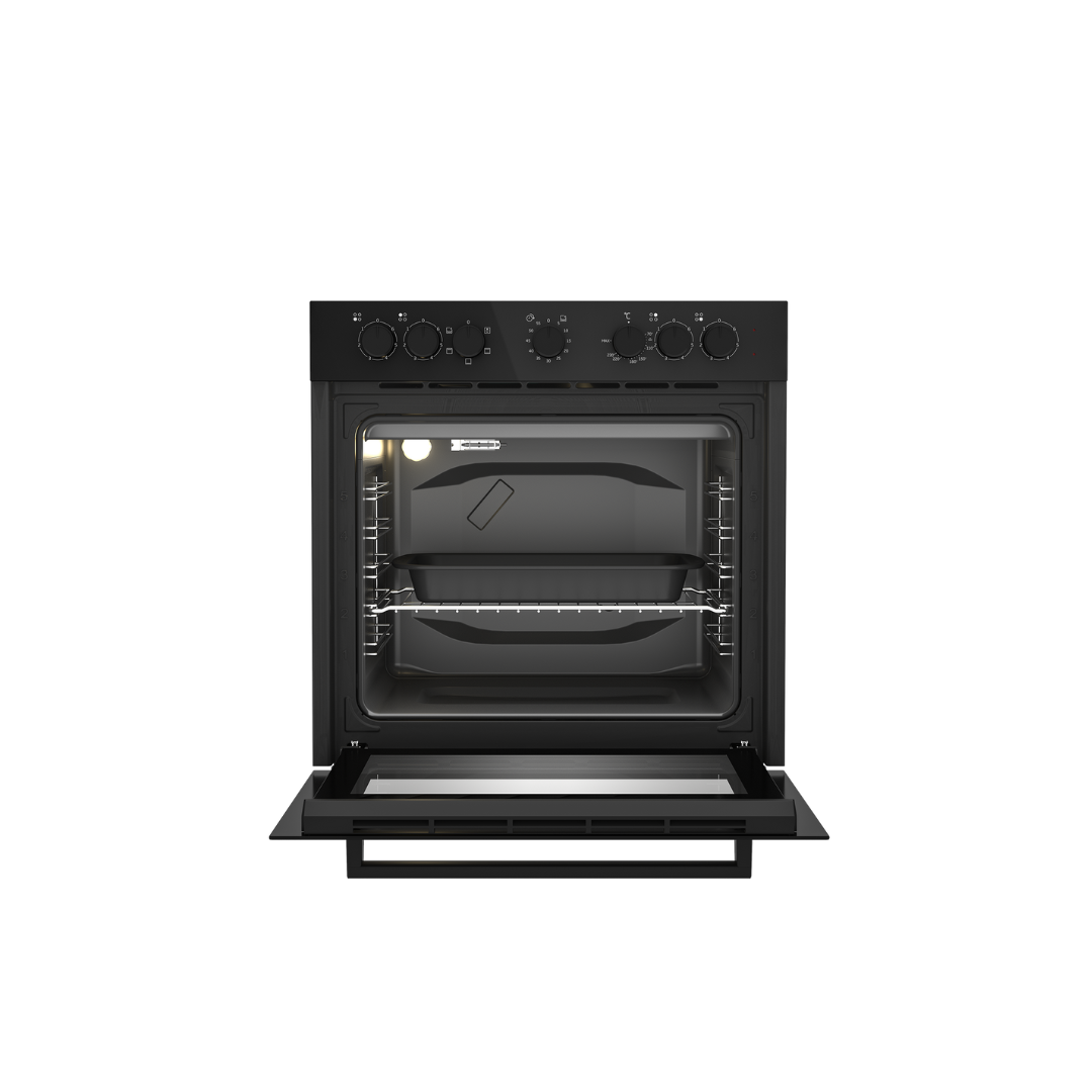DCB822E: Defy Slimline Bundle - 60cm Glass Undercounter Oven Black + 60cm 4 Solid Plates Hob Black